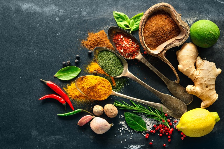 Ingredients and spices used in the menu